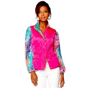 Lilly Pulitzer pink quilted getaway puffer vest
